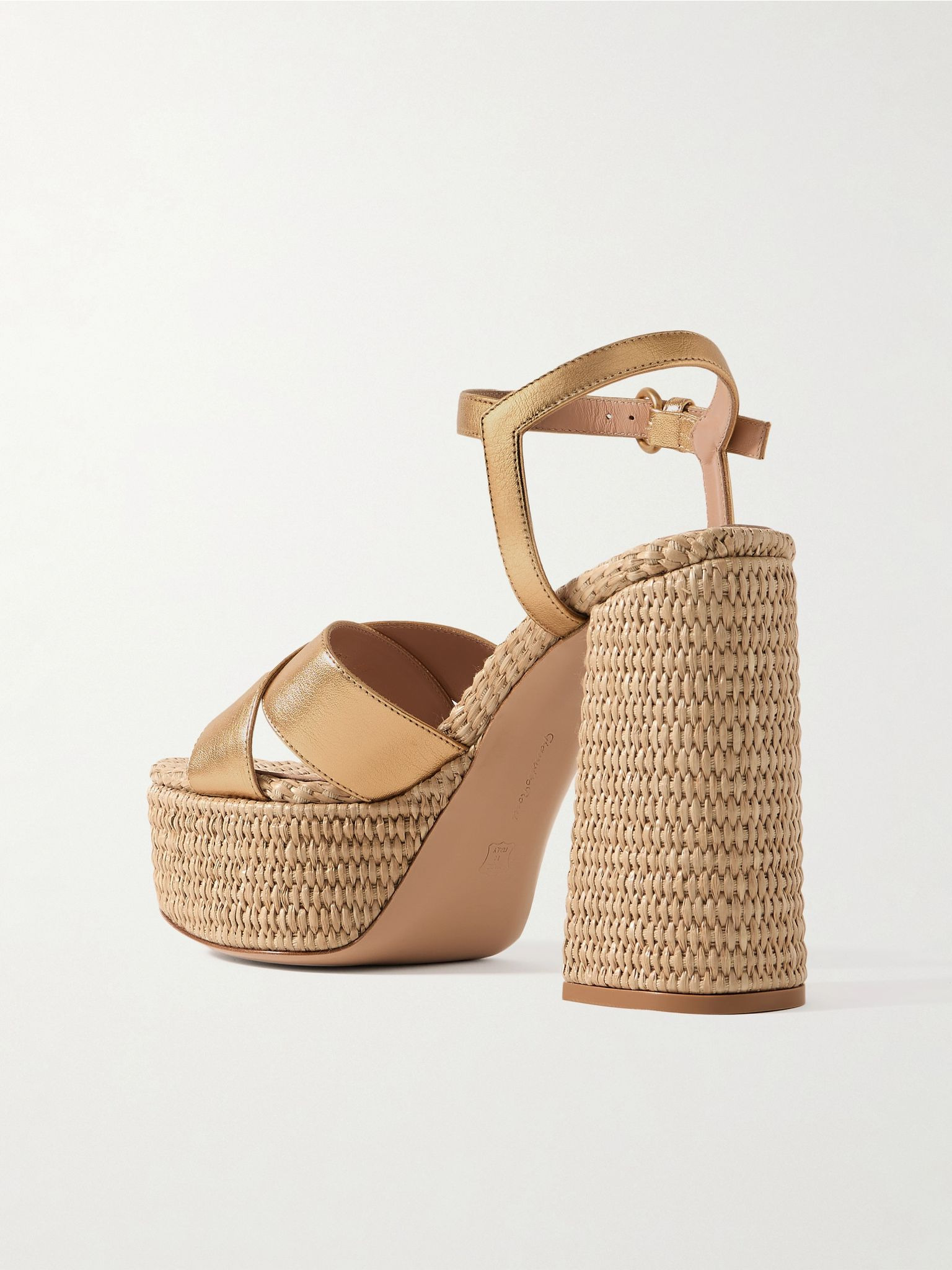 Bebe 130 metallic leather espadrille platform sandals Gold - 3