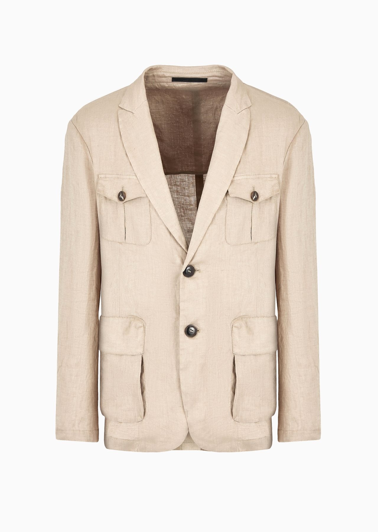 Single-breasted, linen canvas safari jacket - 1