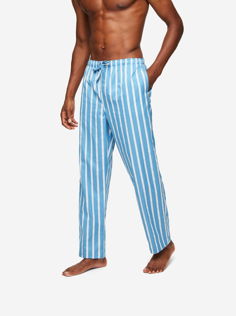 Men's Lounge Trousers Royal 219 Cotton Satin Blue 2