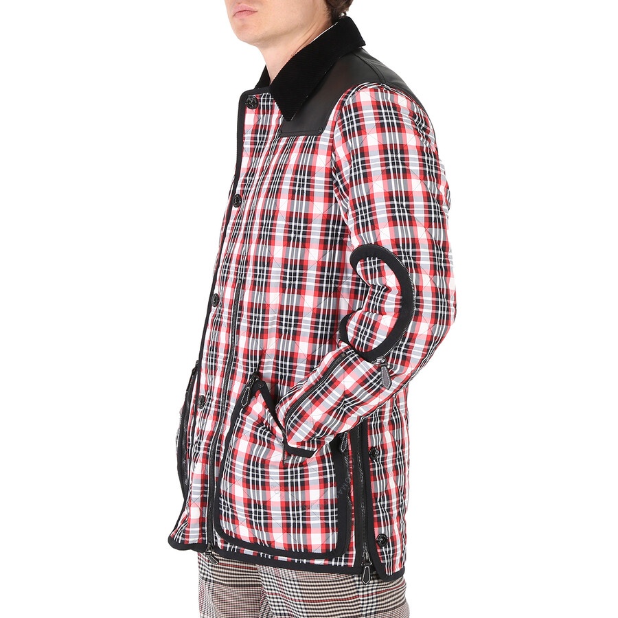 Burberry Men's Bright Red Check Diamond-Quilted Barn Jacket - 5