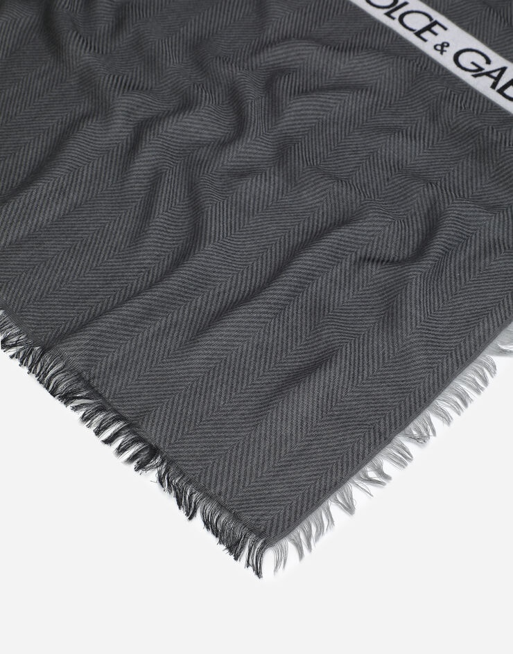 Modal/wool scarf with jacquard logo - 2