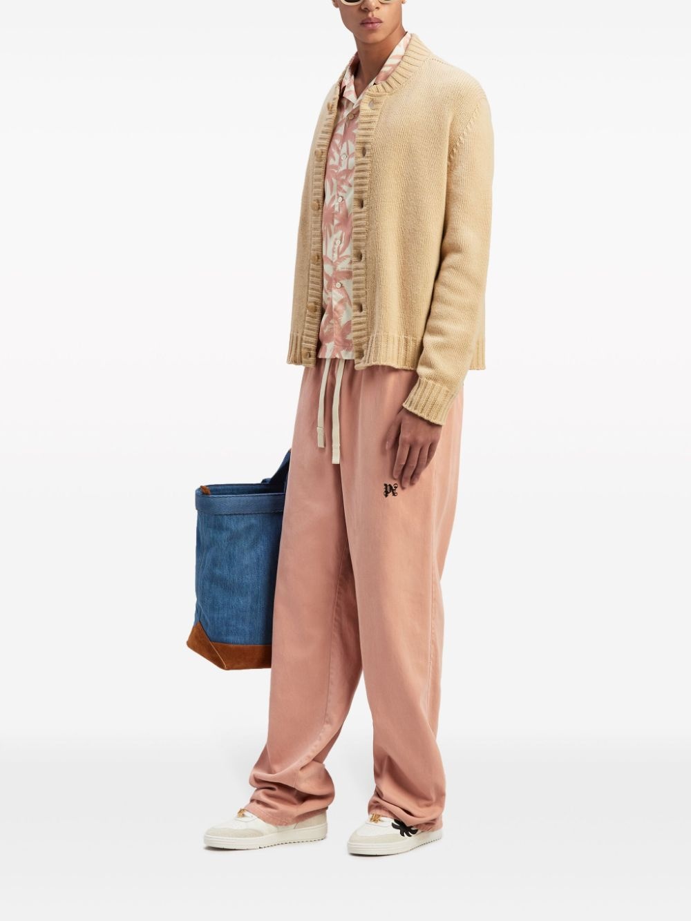 curved logo cardigan - 2