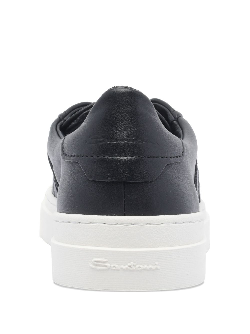 round-toe leather sneakers - 3