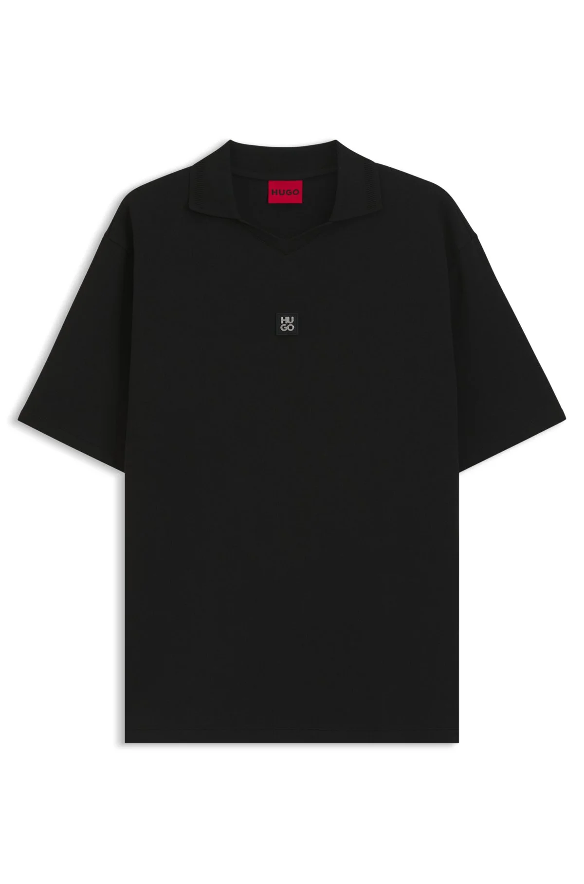 STRUCTURED COTTON-BLEND POLO SHIRT WITH JOHNNY COLLAR - 1