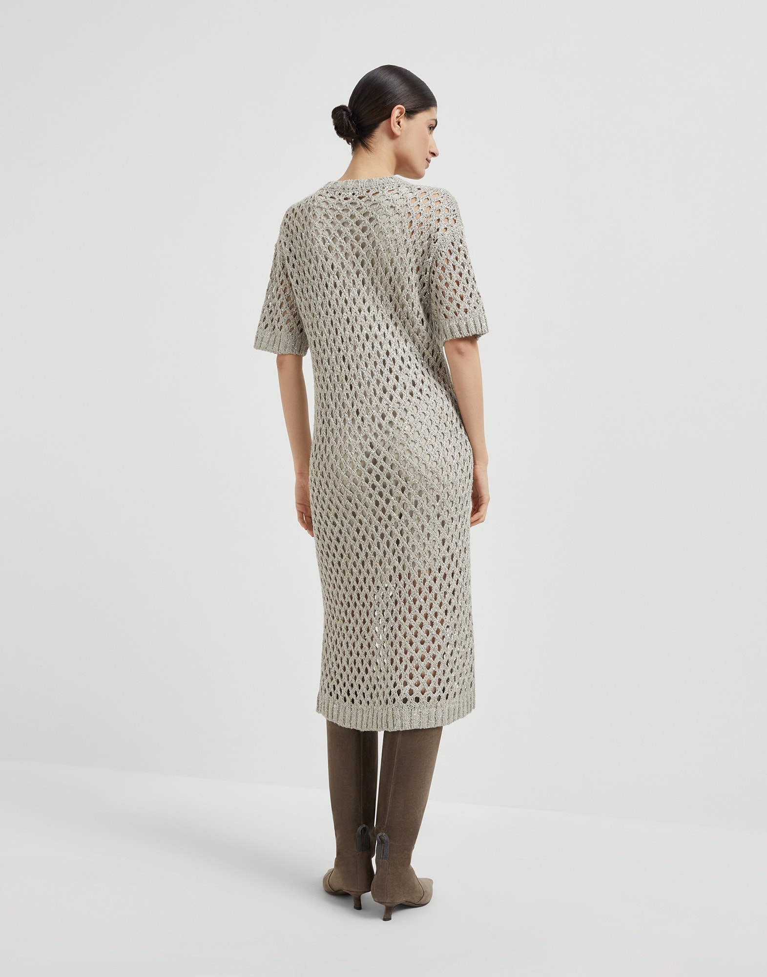 Silk and linen dazzling net knit dress - 2