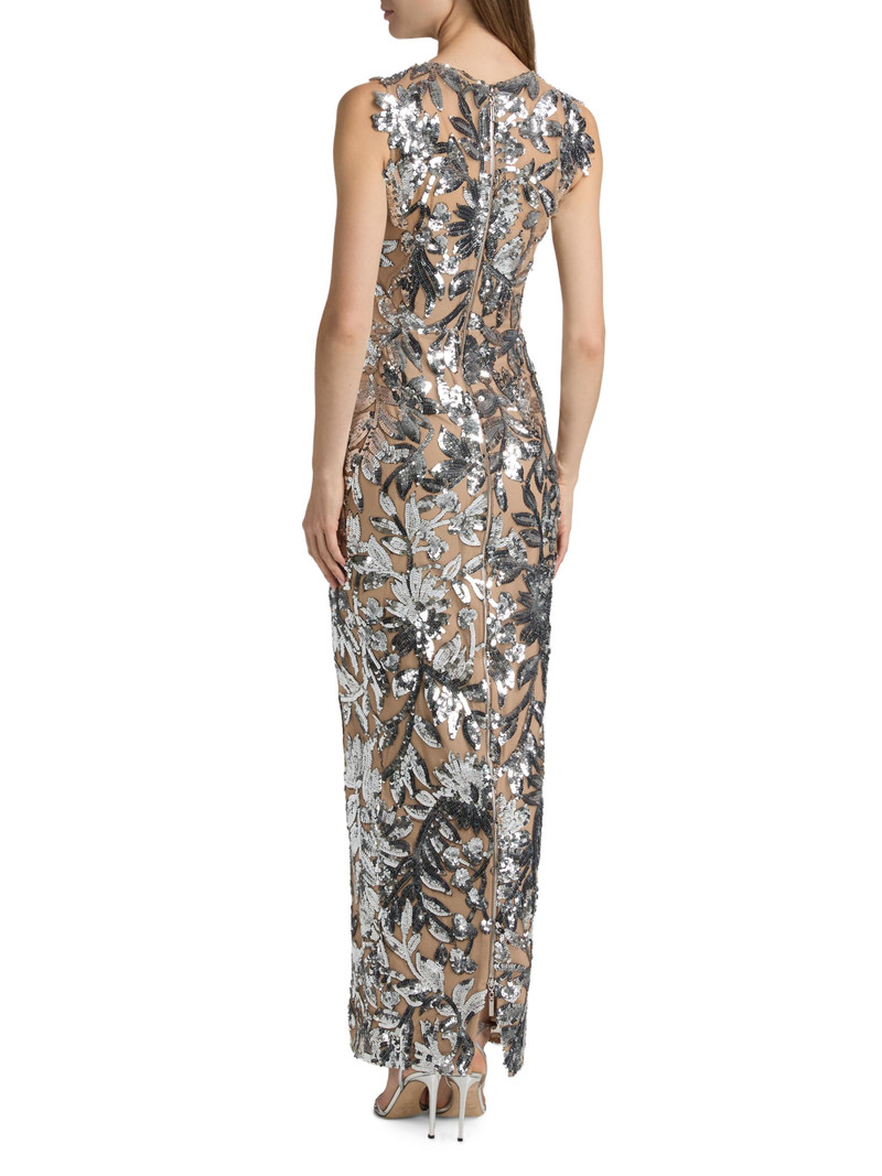 Women's Tokyo Sequin-Feather Sleeveless Gown - Dark Silver 5