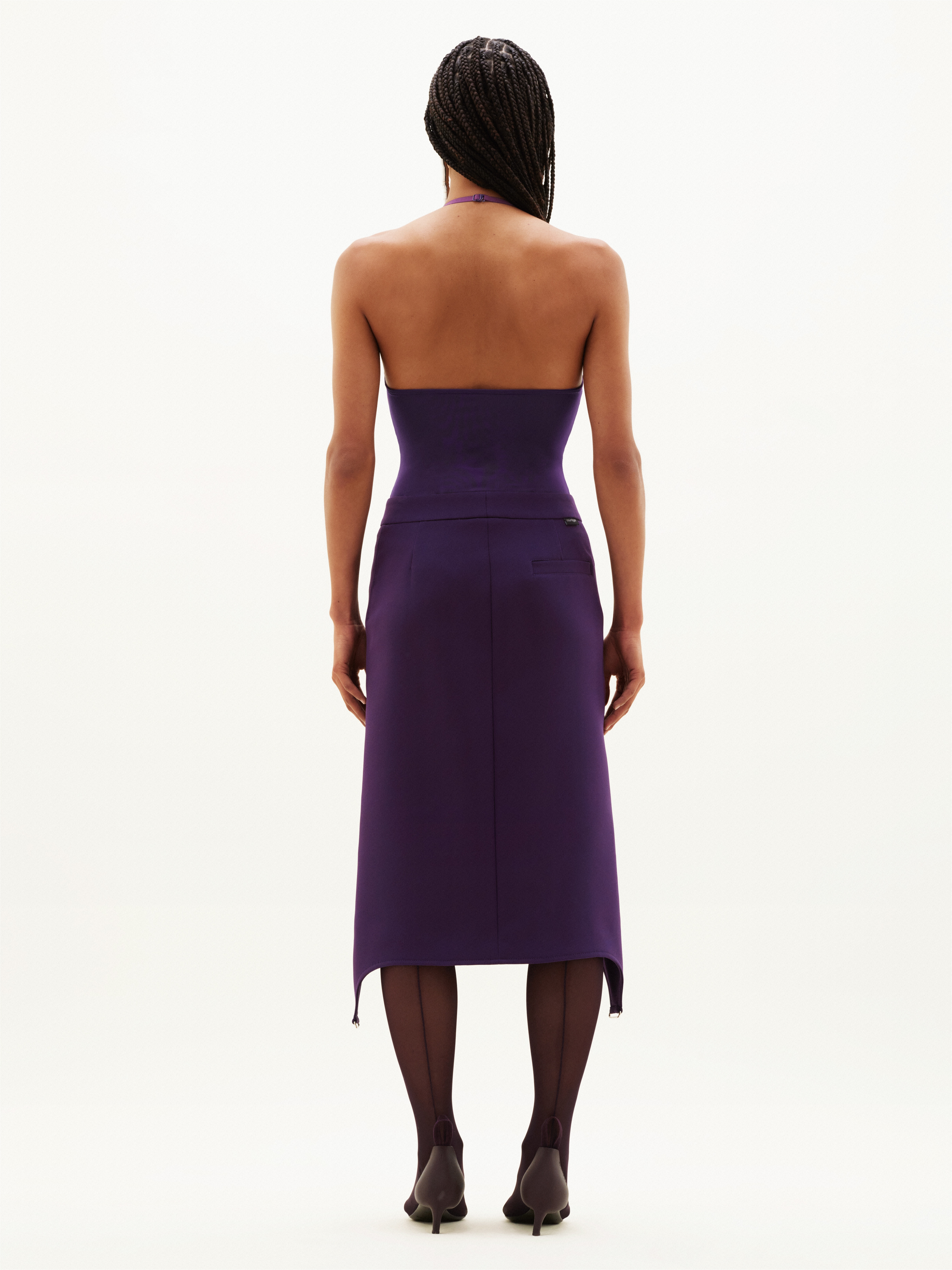 LONG SUSPENDERS TWILL SKIRT - 4