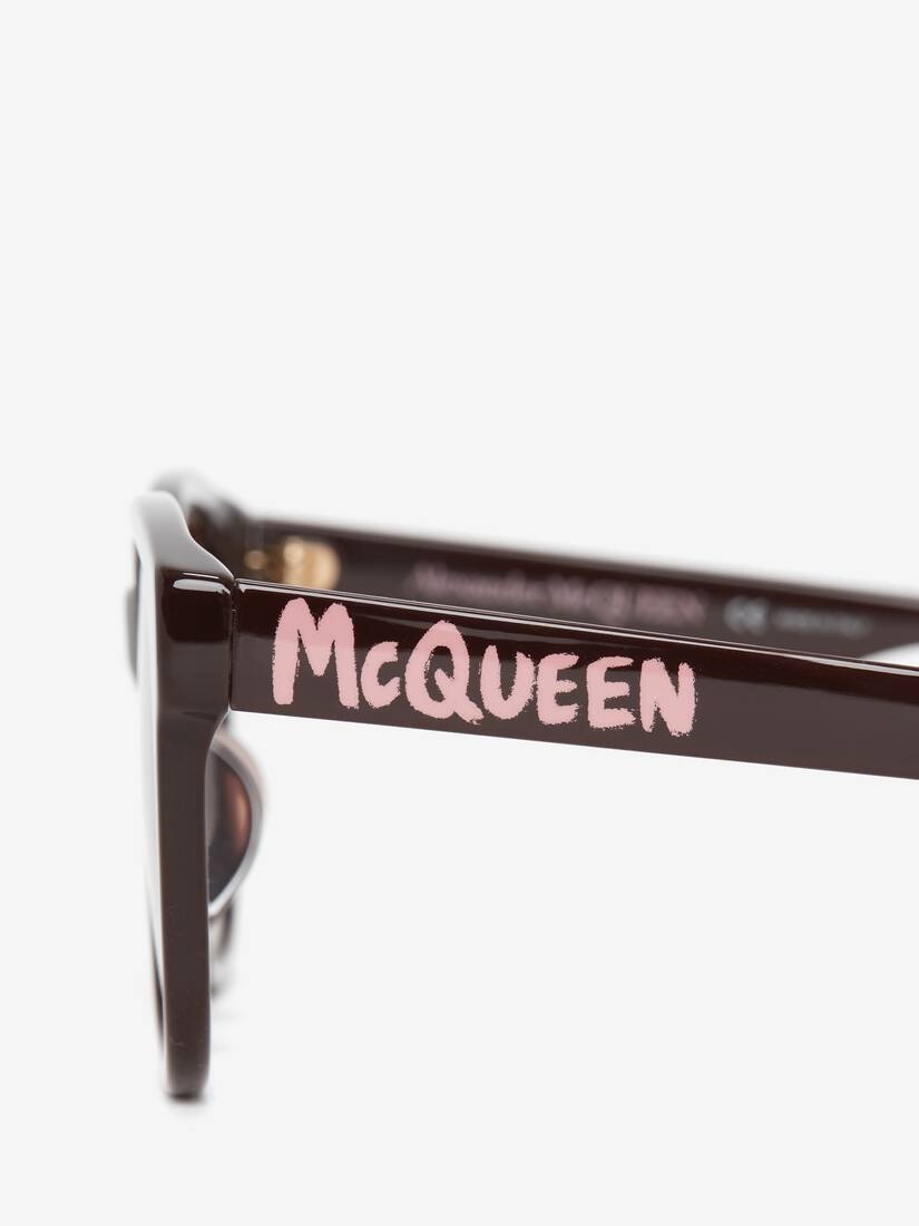 Mcqueen Graffiti Square Sunglasses in Burgundy - 4