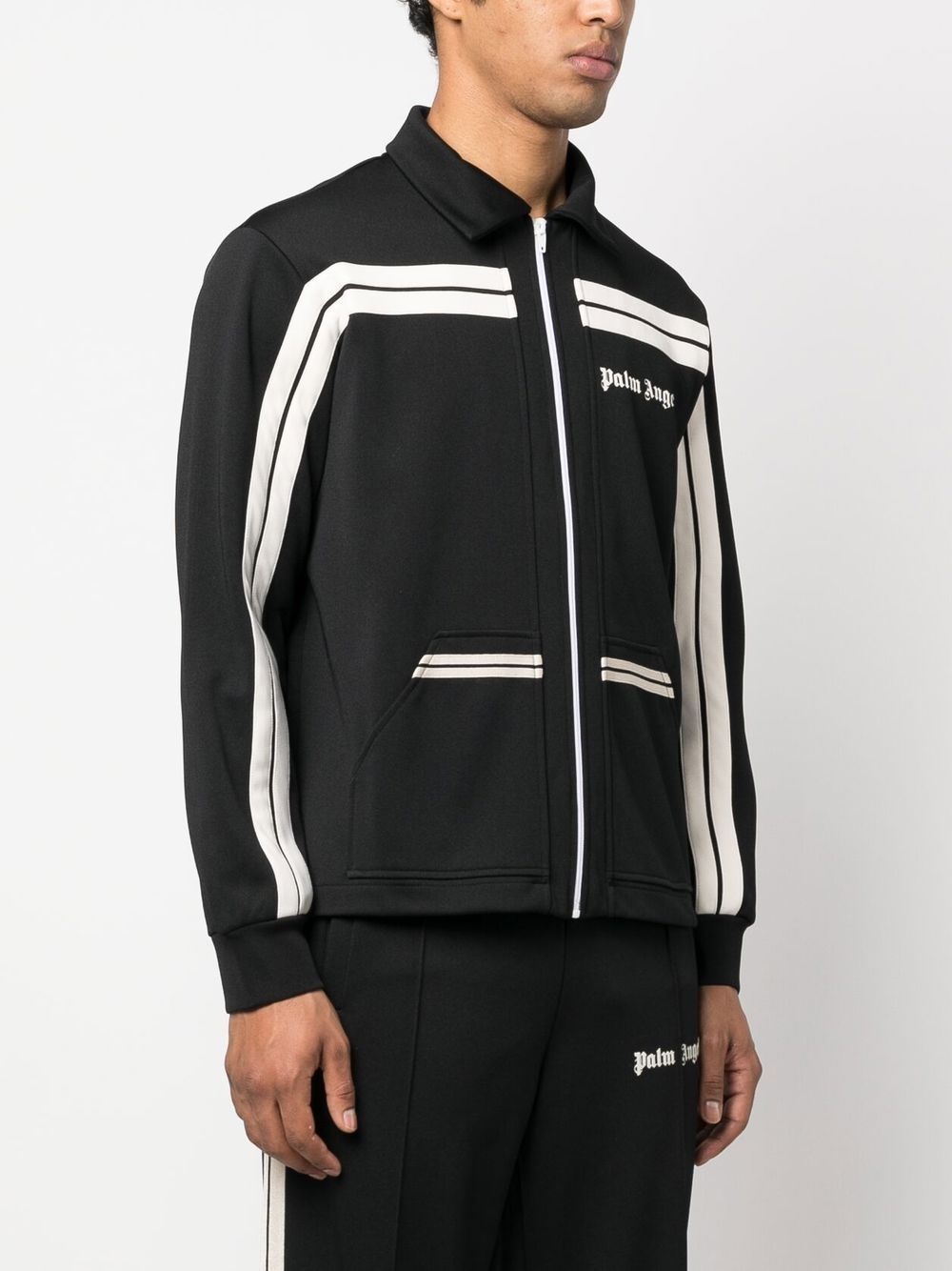 logo-print panelled zip-up jacket - 3
