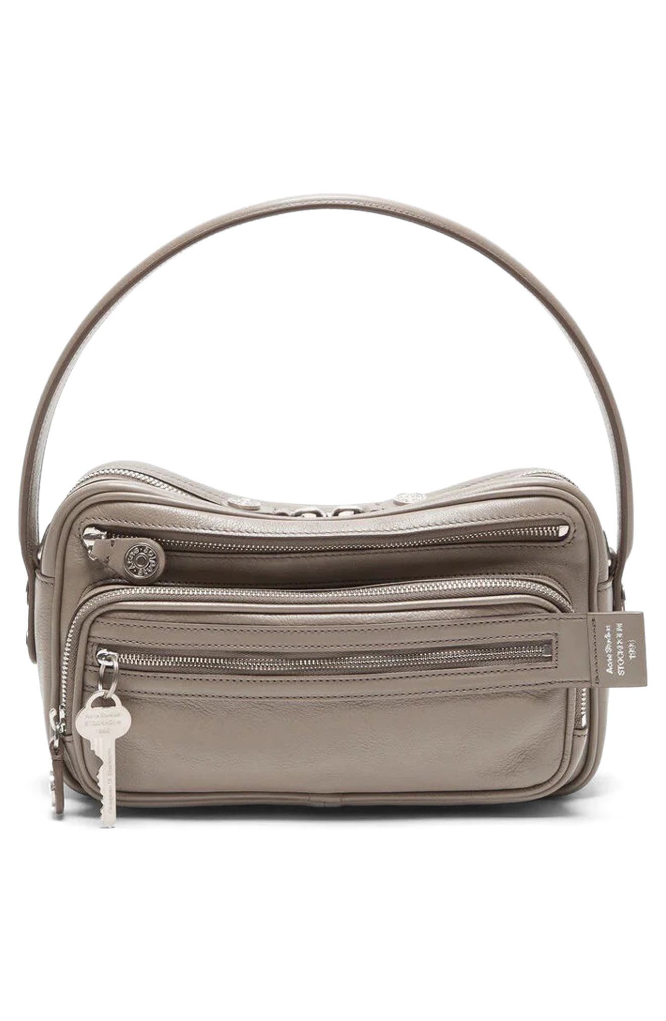 Acne Studios Small Camero Leather Shoulder Bag in Taupe Beige at Nordstrom - 6