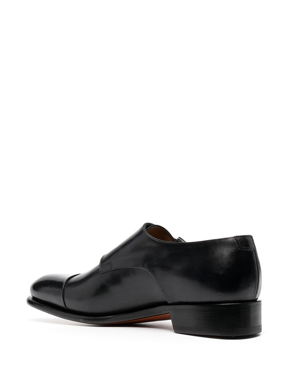 double-buckle leather monk shoes - 3