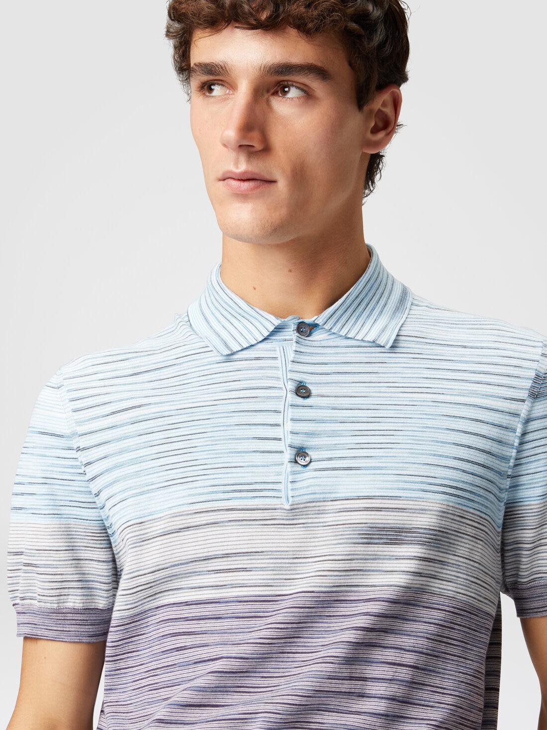 Dégradé slub cotton polo shirt - 5