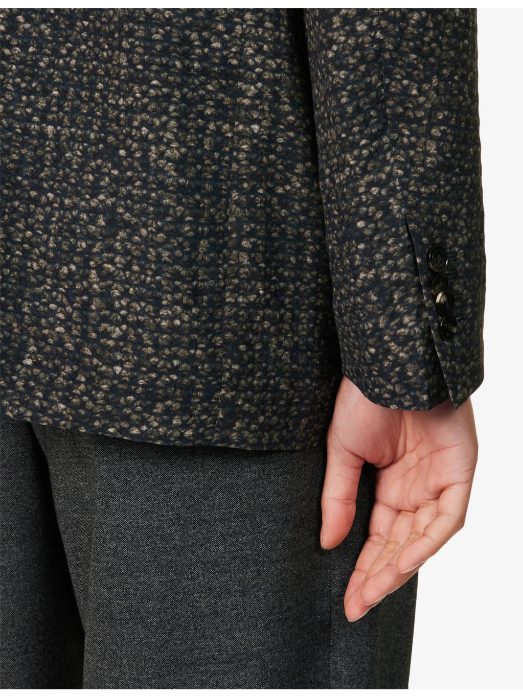 Graphic-Print Single-Breasted Woven Blazer Jacket - 5