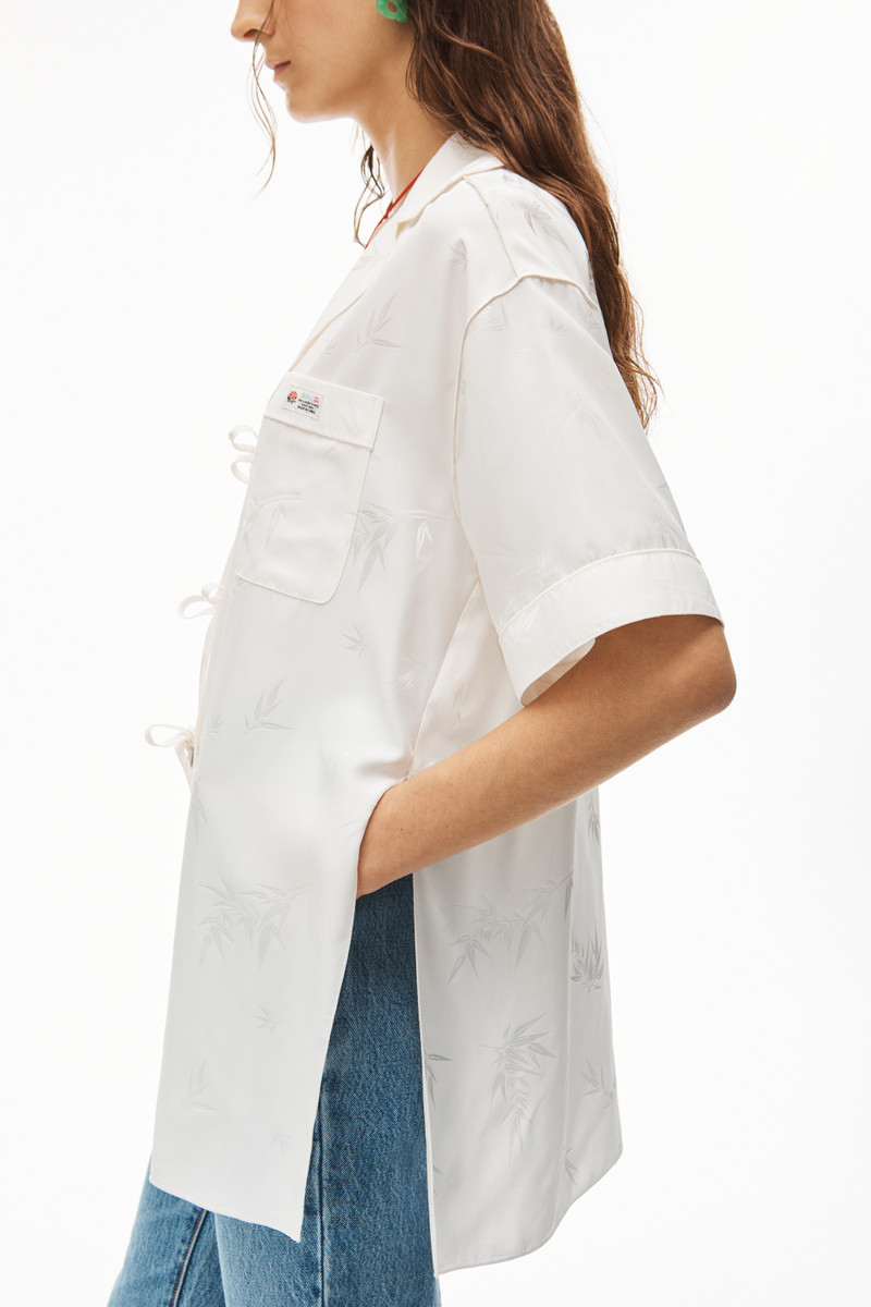 SHORT-SLEEVE TIE TOP IN VISCOSE JACQUARD 3