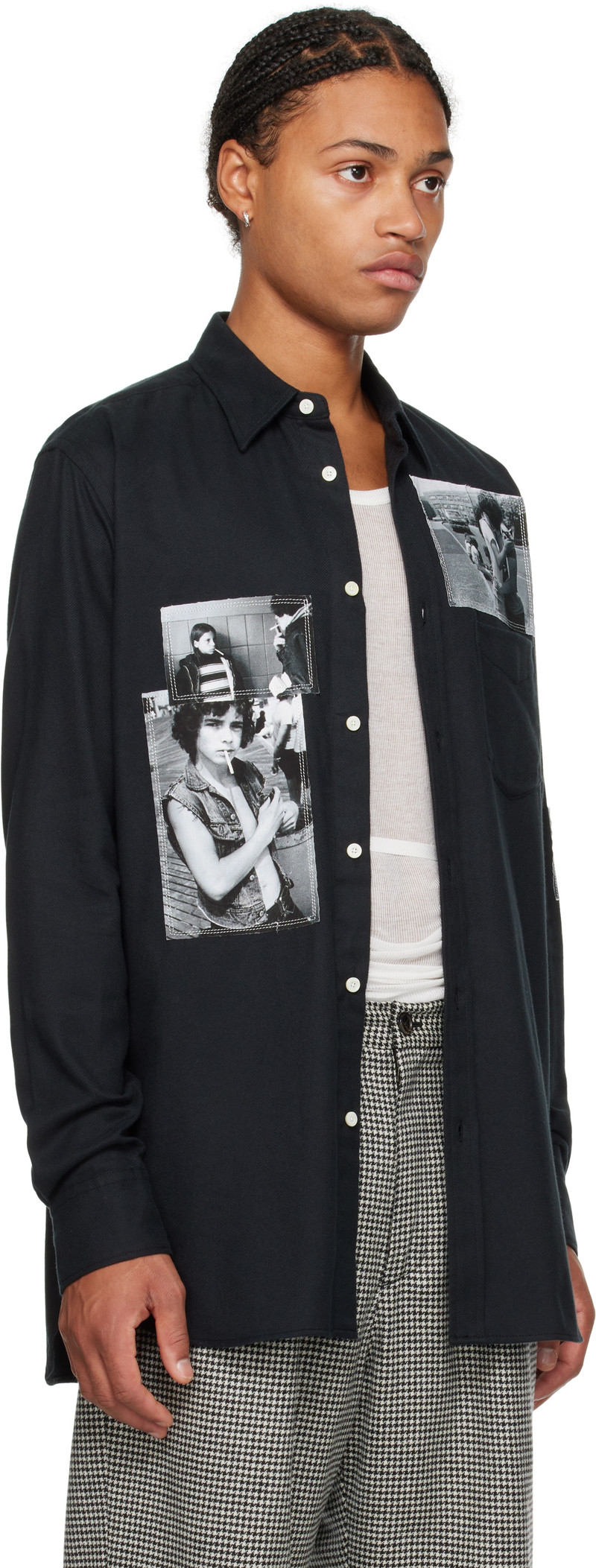 TAKAHIROMIYASHITA TheSoloist. Black Loose Fit Regular Collar Shirt outlook