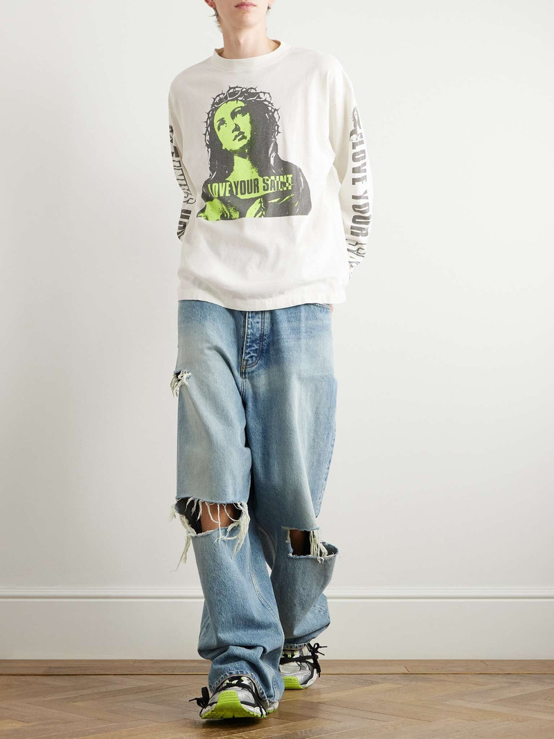 SAINT M×××××× Barb Wire Mary & Love Your Saint Printed Cotton-Jersey T-Shirt outlook