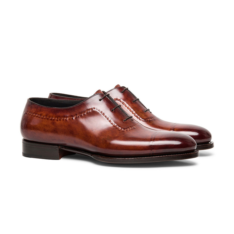 Santoni Men’s polished brown leather Limited Edition Oxford shoe outlook