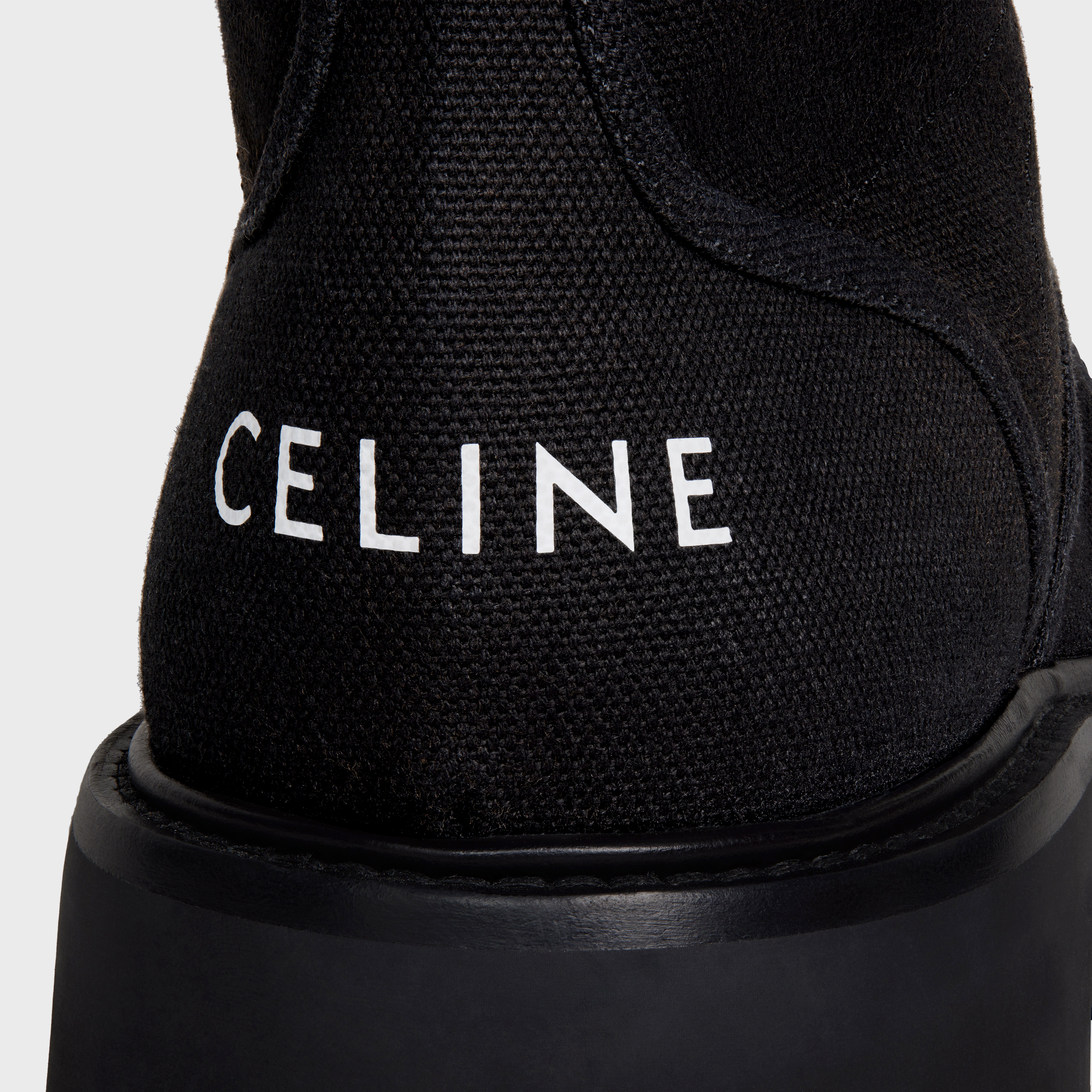 CELINE BULKY LACE-UP BOOTS in CANVAS & SHINY BULL - 5