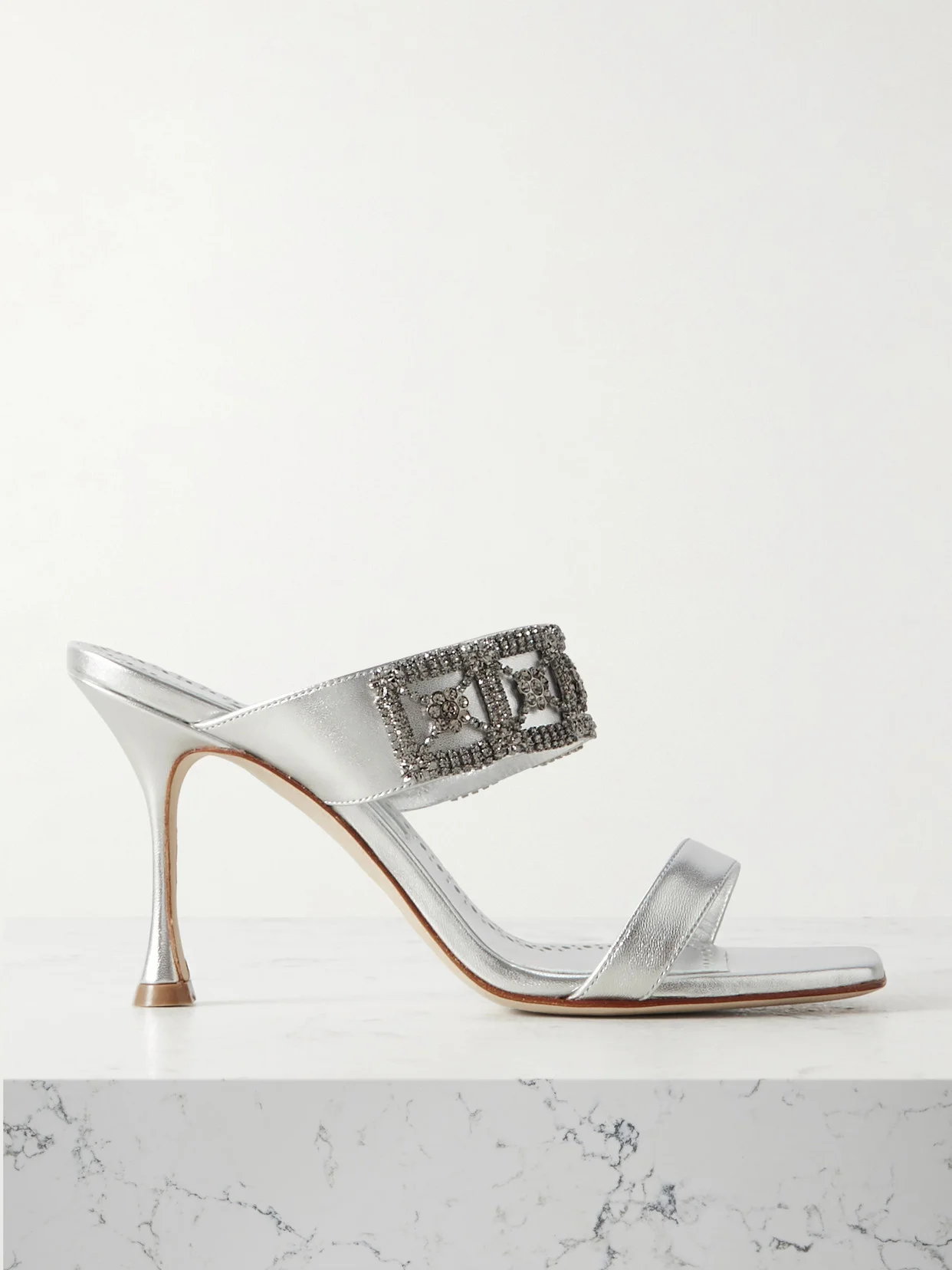 Larapa 90 Crystal-embellished Metallic Leather Sandals - 1