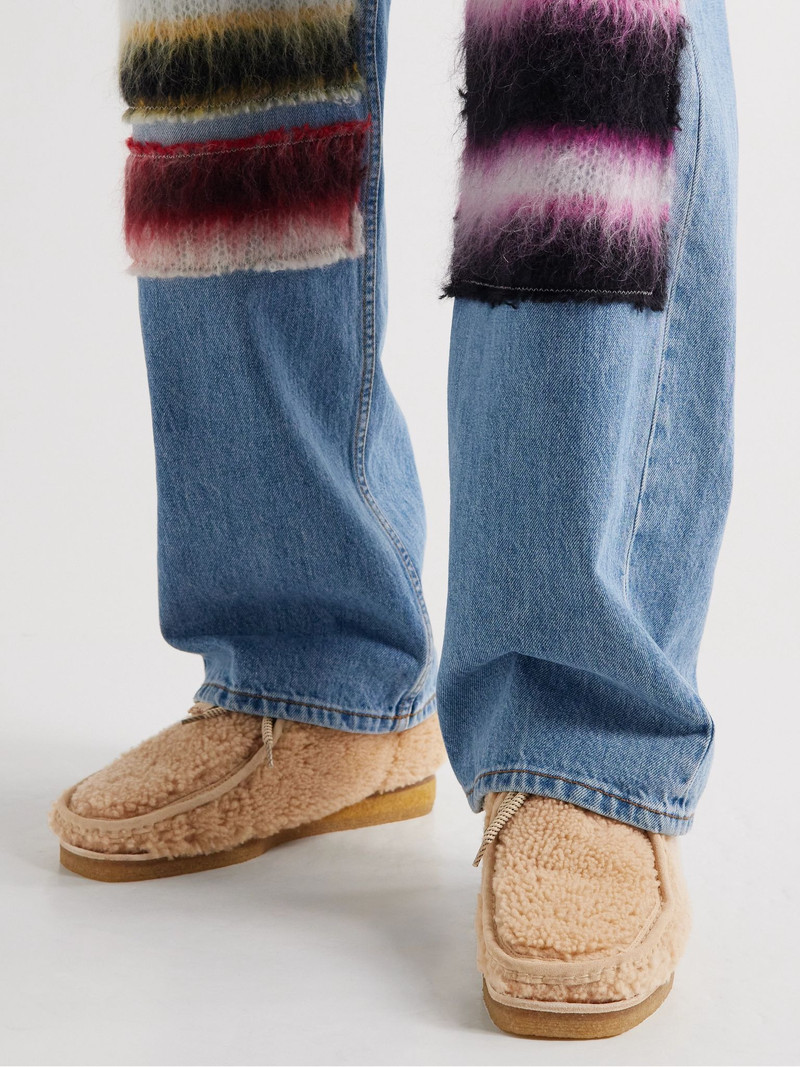 Moncler + Clarks 2 Moncler 1952 Wallabee Suede-Trimmed Faux Shearling Chukka Boots Beige outlook