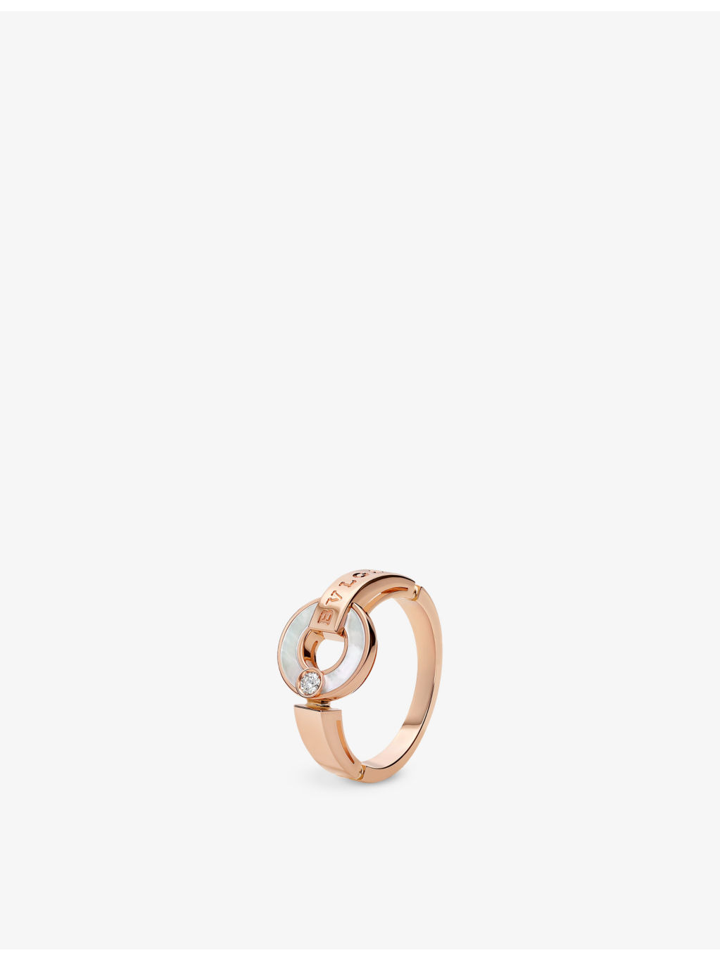 BVLGARI BVLGARI 18ct rose-gold, 0.04ct brilliant-cut diamond and mother-of-pearl ring - 1