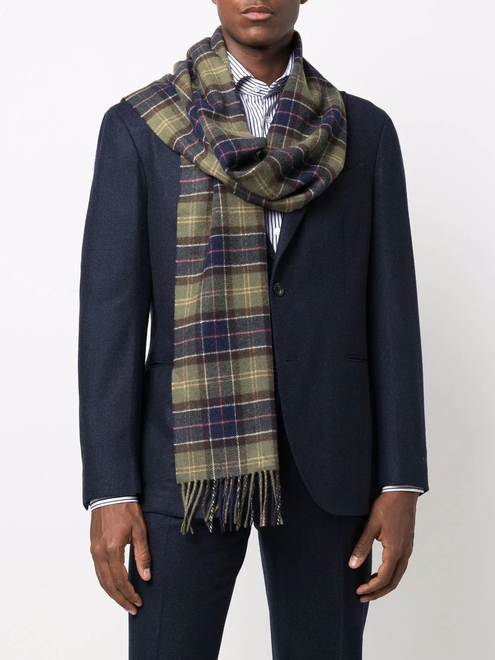 tartan-print knitted scarf - 2