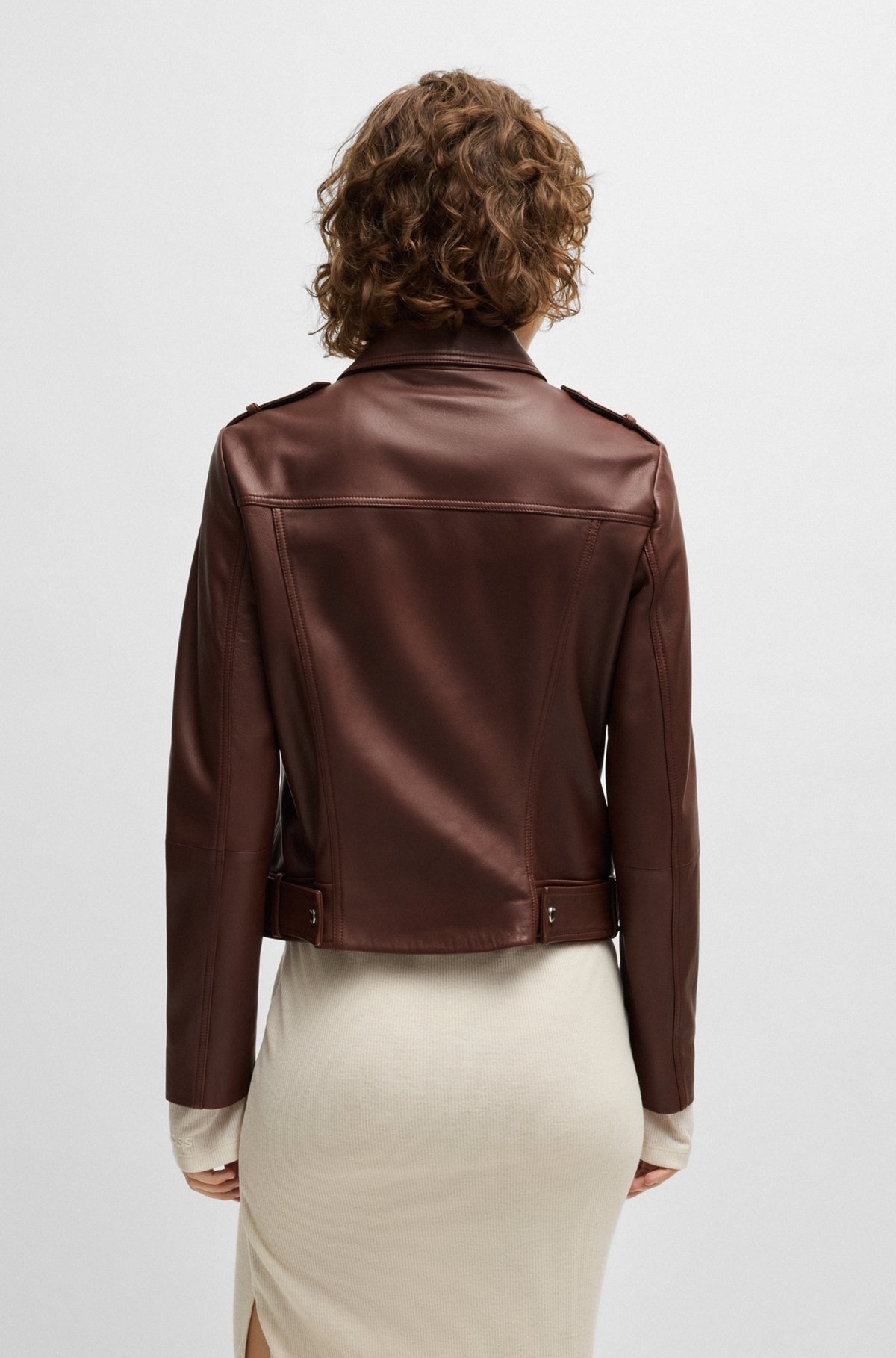 REGULAR-FIT JACKET IN NAPPA LEATHER WITH BUCKLED BELT - 4