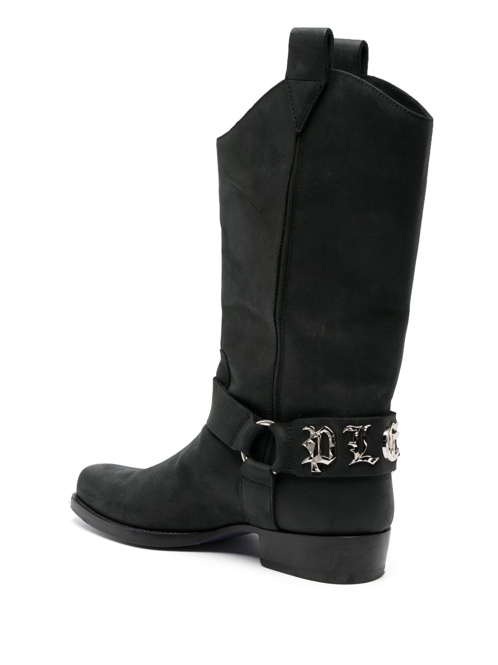 logo-lettering leather boots - 3