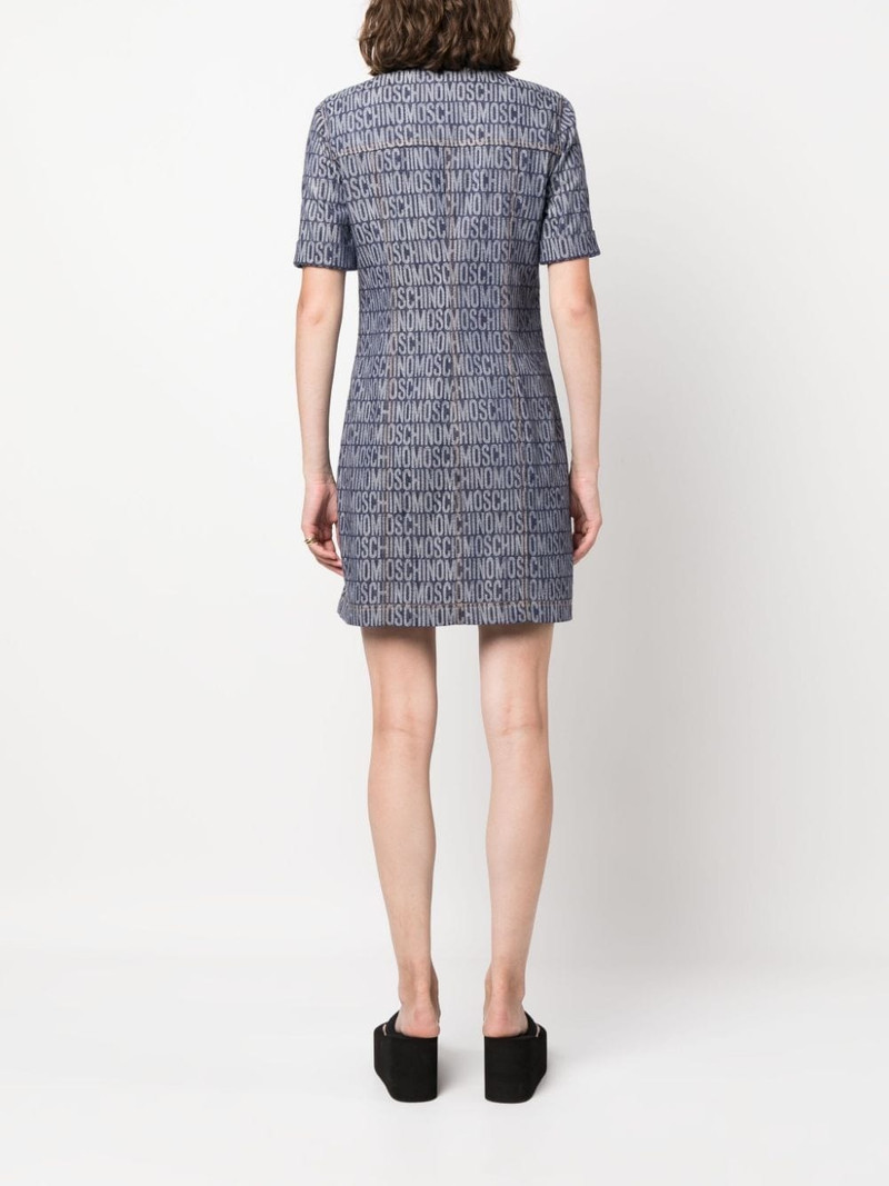 logo-jacquard denim mini dress 4