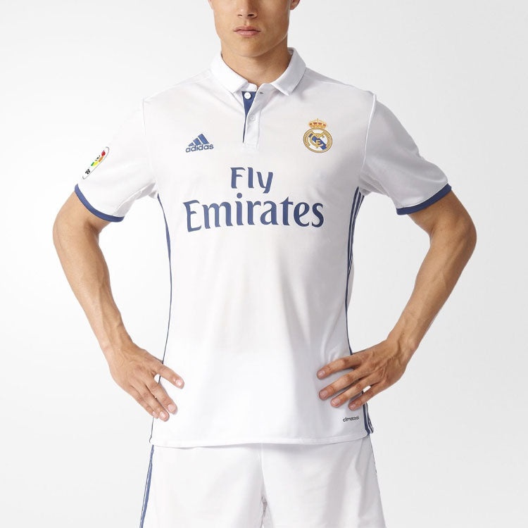adidas real Madrid 16-17 Season Fan Edition Home Alphabet Logo Stripe Sports Soccer/Football Short S - 4