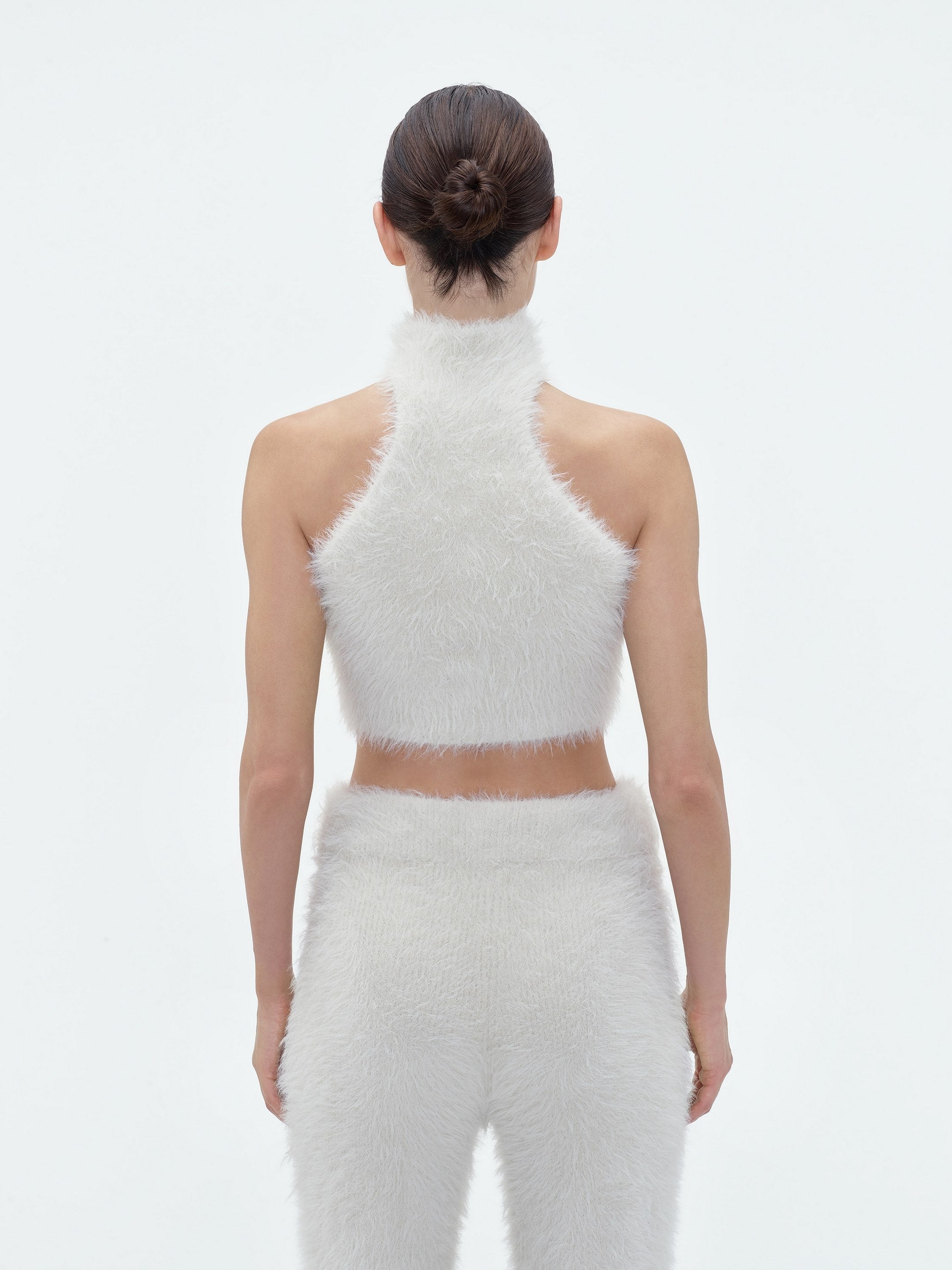 FURRY MOCK NECK HALTER TOP - 4