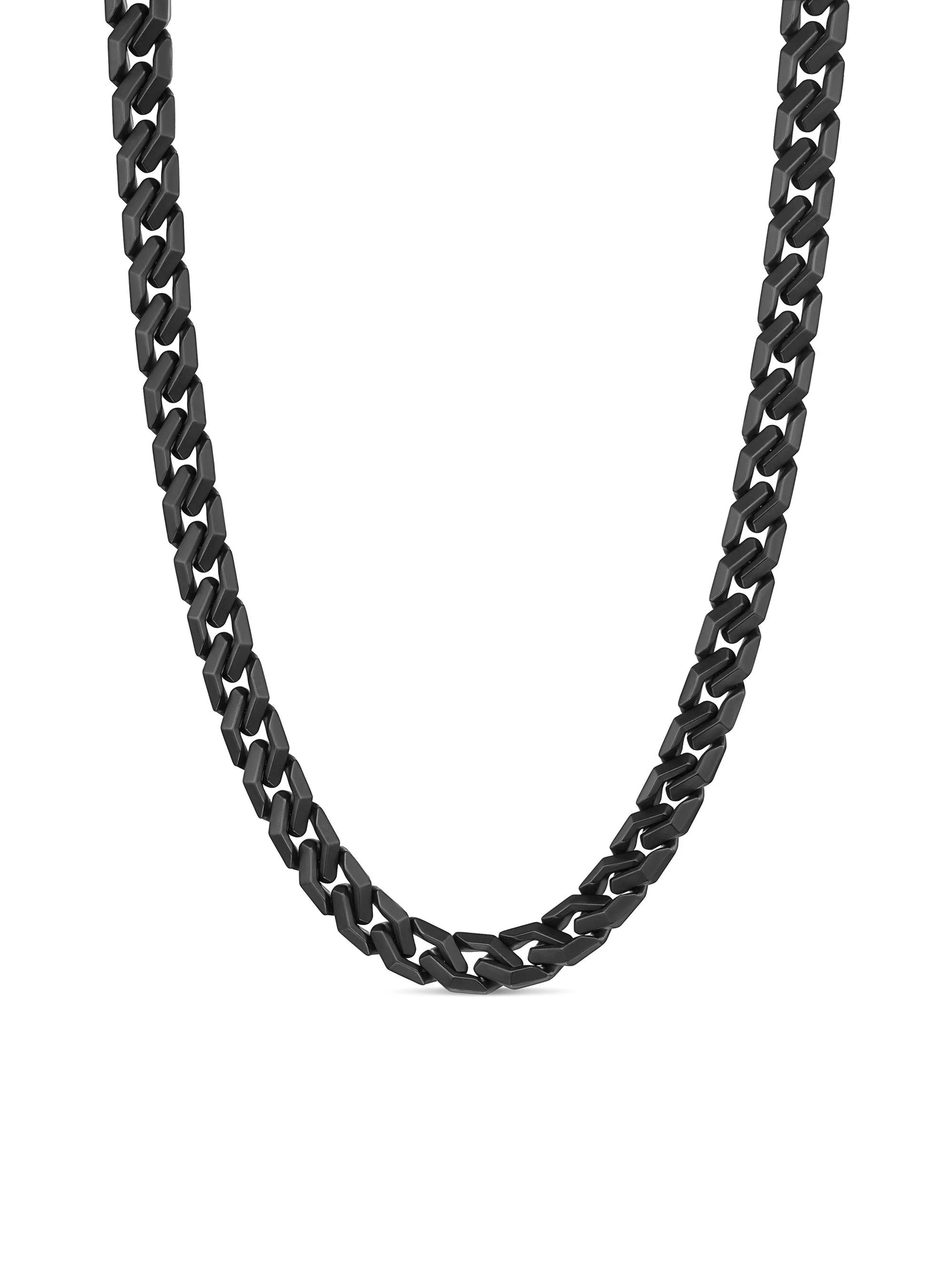 Men's Curb Chain Angular Link Necklace in Black Titanium, 8.7MM - Black - 1