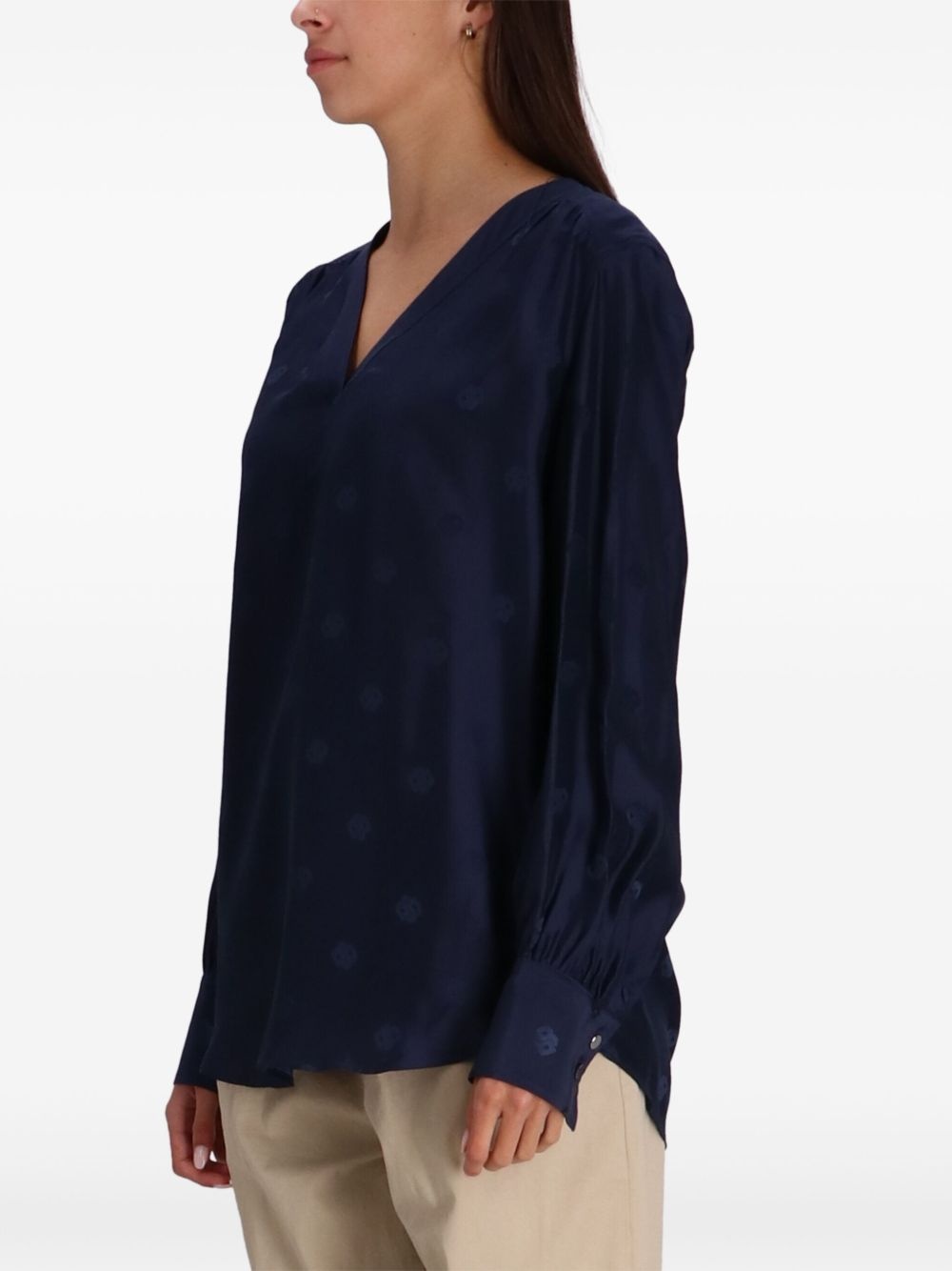 silk-blend blouse - 3
