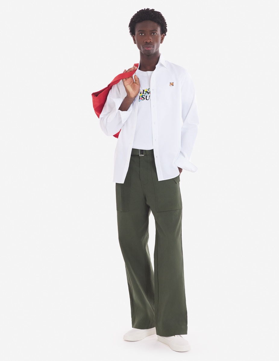 BUTTON DOWN CLASSIC SHIRT WITH INSTITUTIONAL FOX HEAD PATCH IN OXFORD - 3