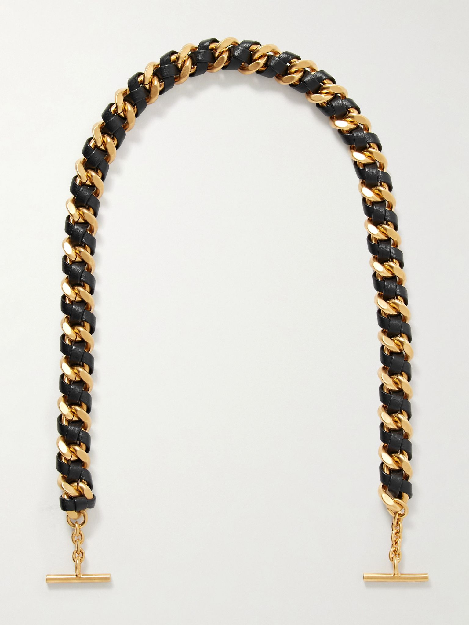 Large gold-tone leather bag chain Gold - 1