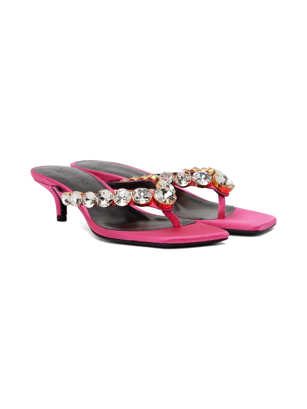 Pink Crystal Heeled Sandals - 4