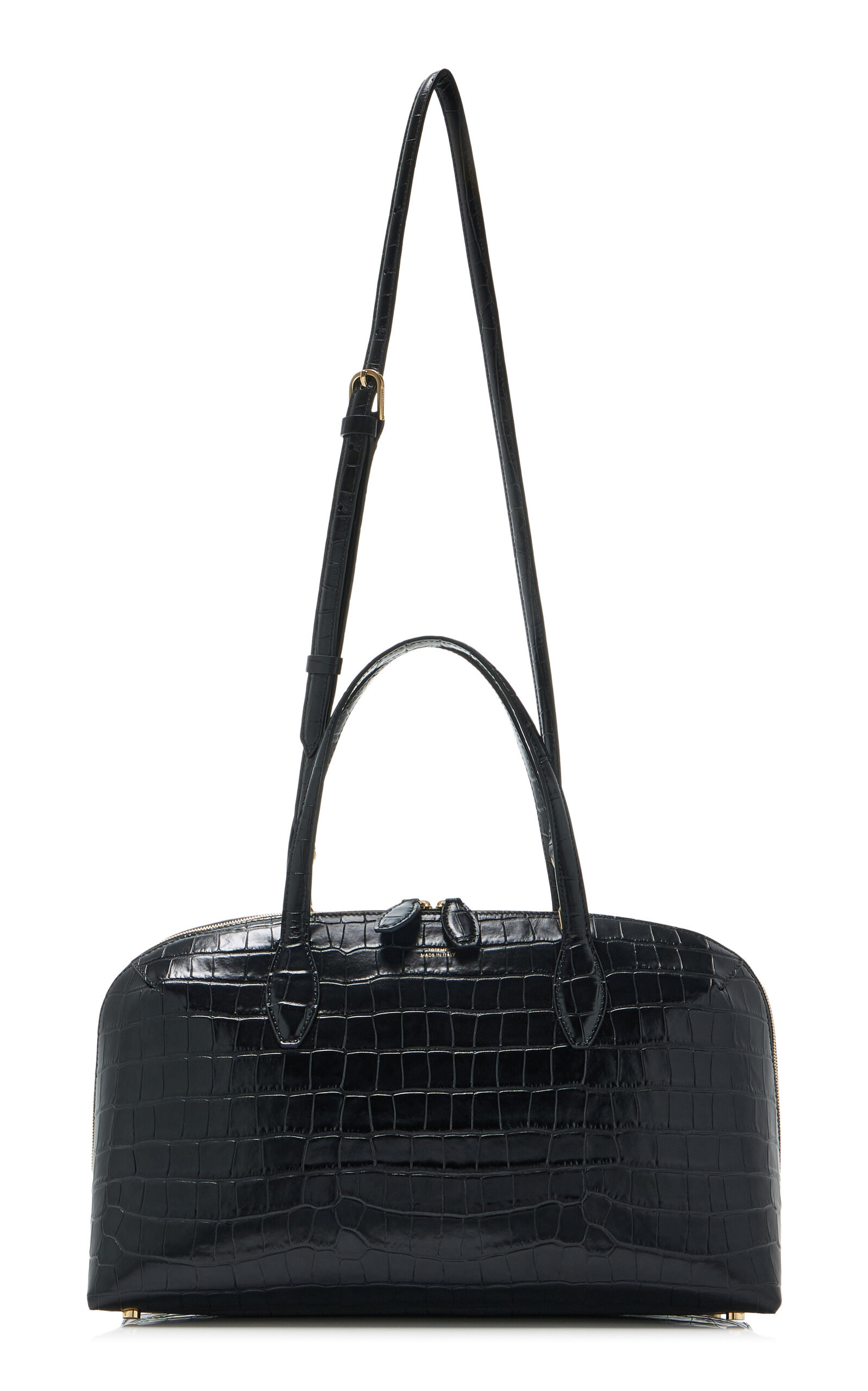 Lounge Medium Croc-Embossed Leather Tote Bag black - 2