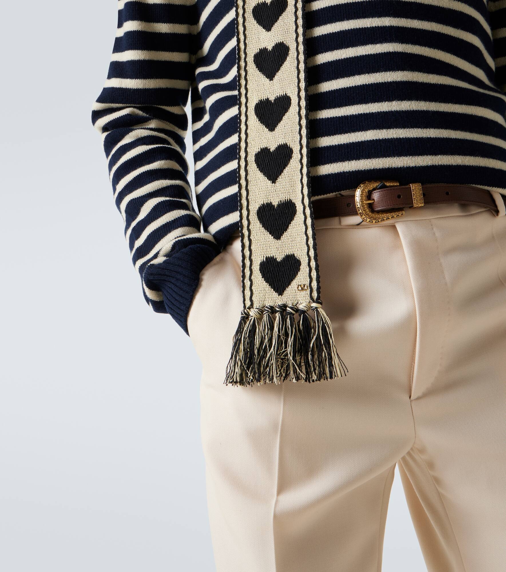 VLogo jacquard cotton scarf - 3