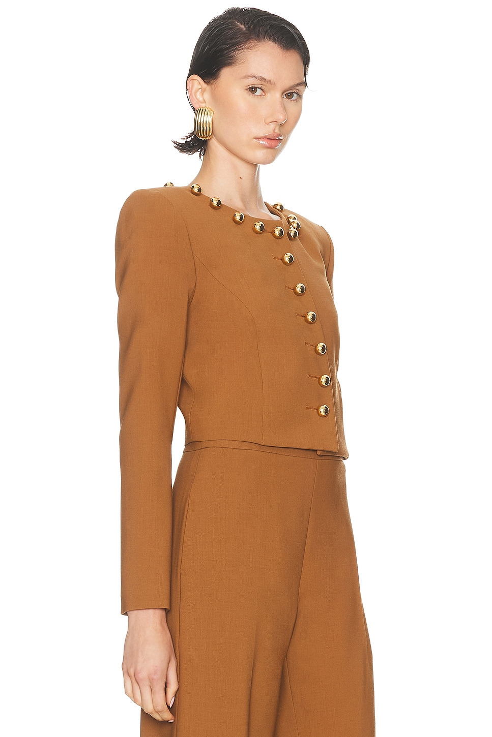 Collarless Cropped Jacket - 2