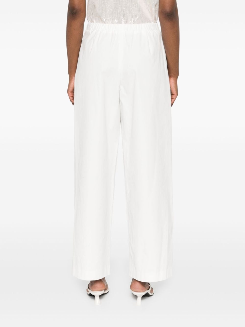 cotton pleated wide trousers - 4