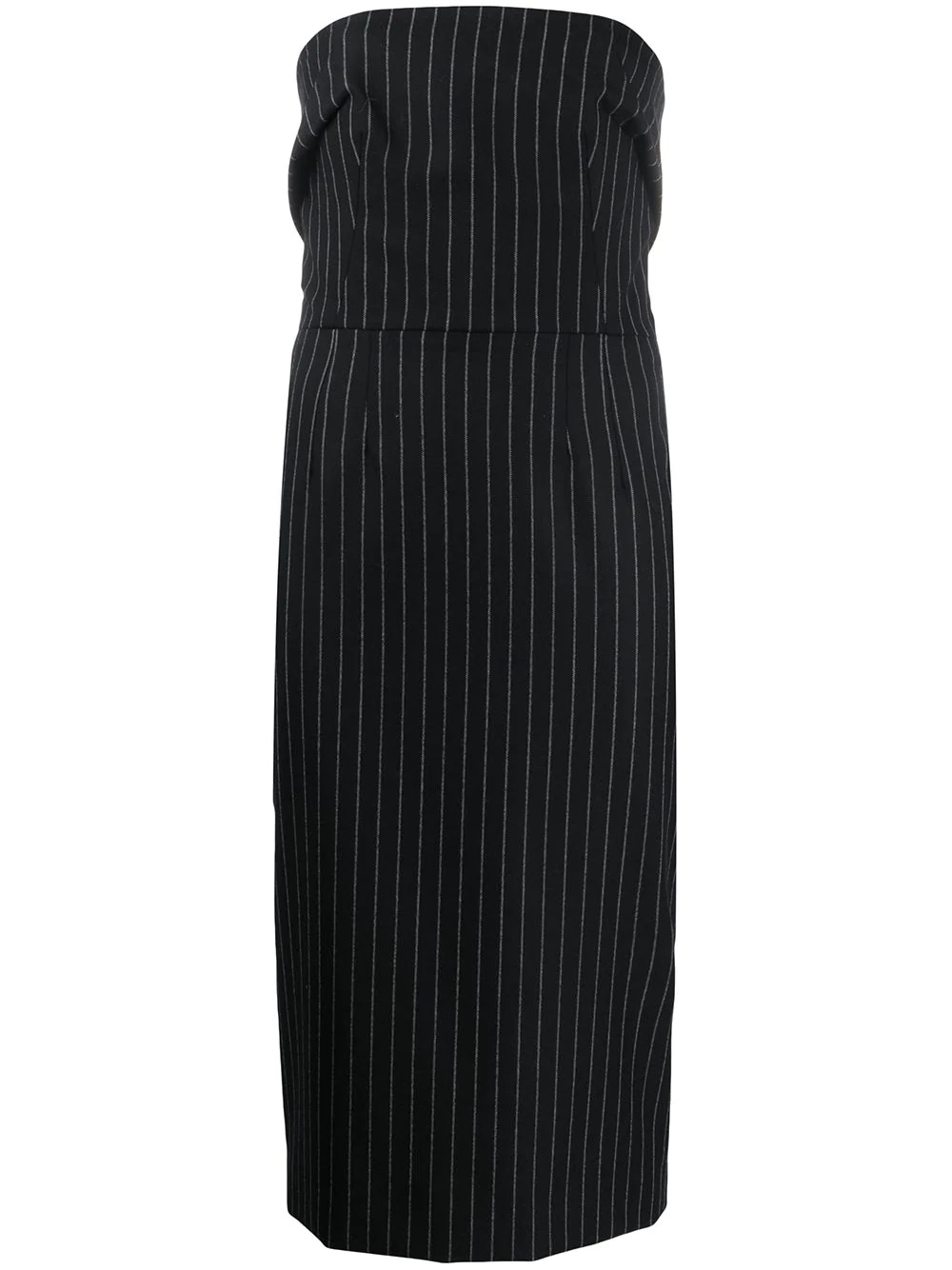 pinstriped strapless fitted dress - 1