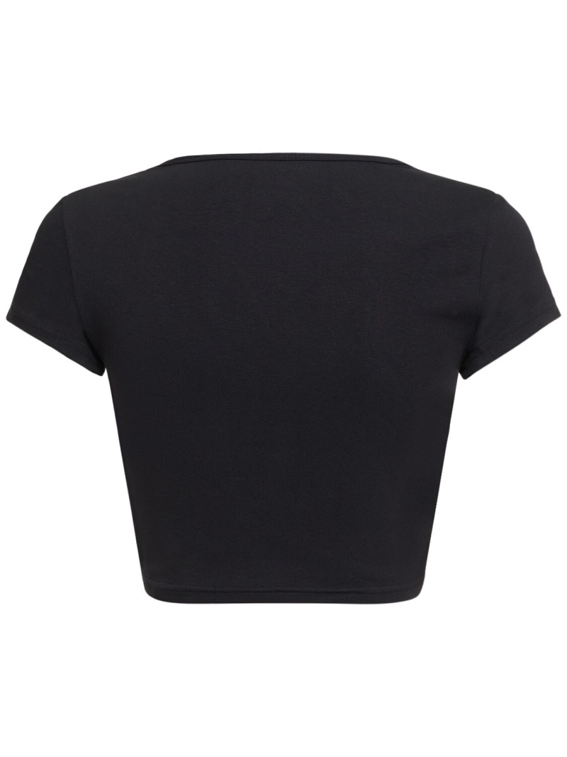 Classic square neck cotton crop t-shirt - 5