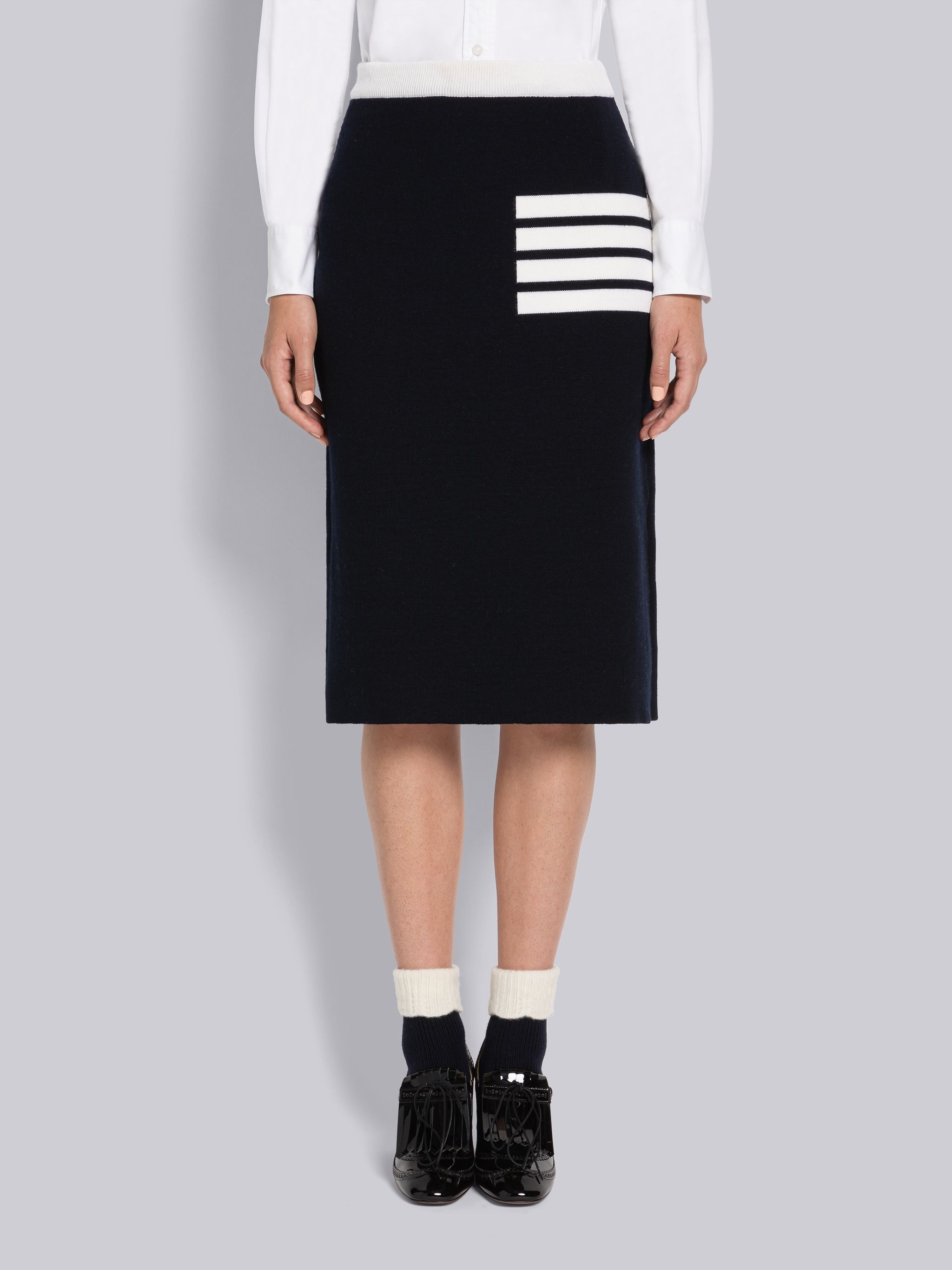 Double Face Merino 4-Bar A-line Skirt - 1