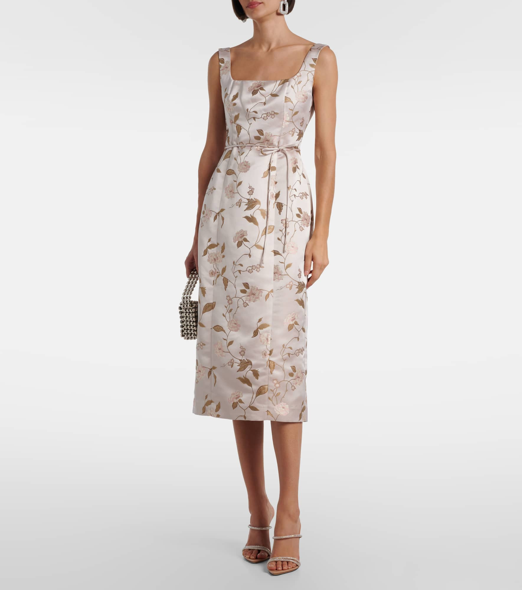 Zoe floral brocade satin midi dress - 2