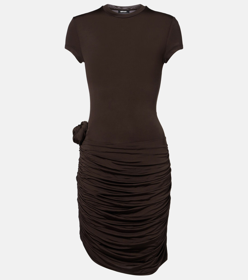 Draped knot-detail jersey minidress 1