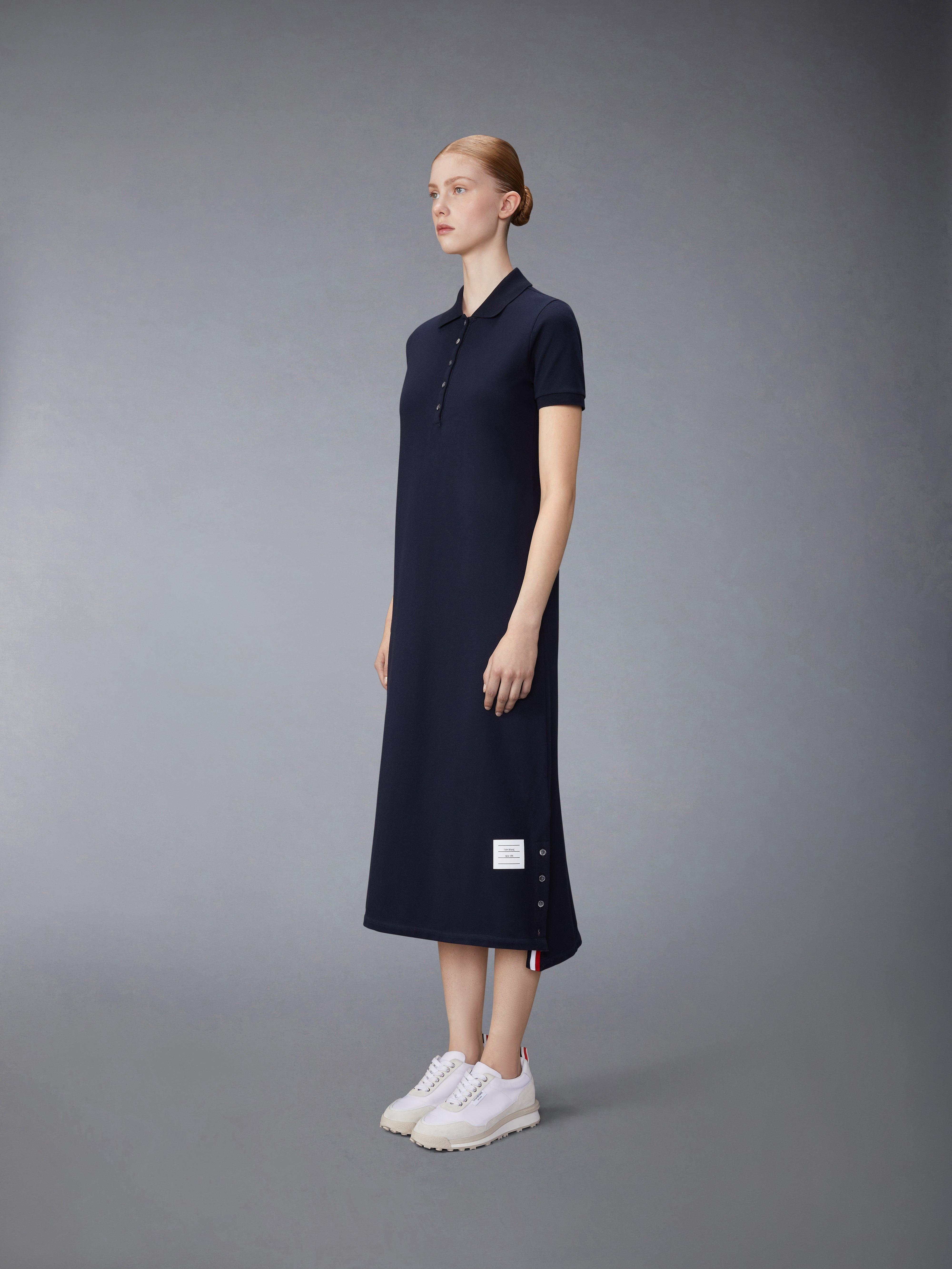 CLASSIC COTTON PIQUE CENTER BACK STRIPE MAXI POLO SHIRTDRESS - 3