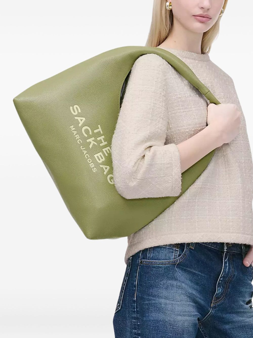 The Sack logo-plaque leather shoulder bag - 2