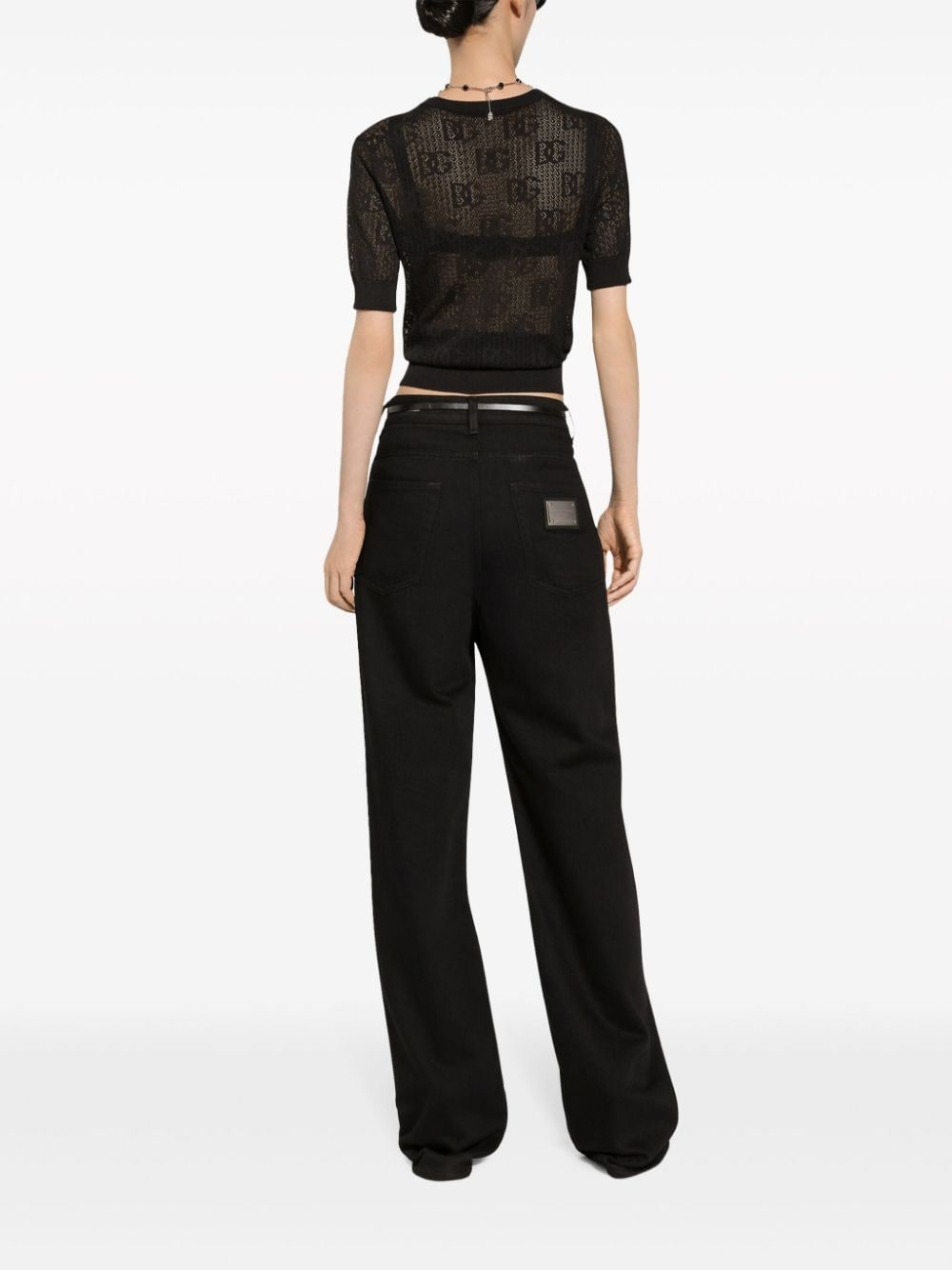 monogram-jacquard round-neck top - 4