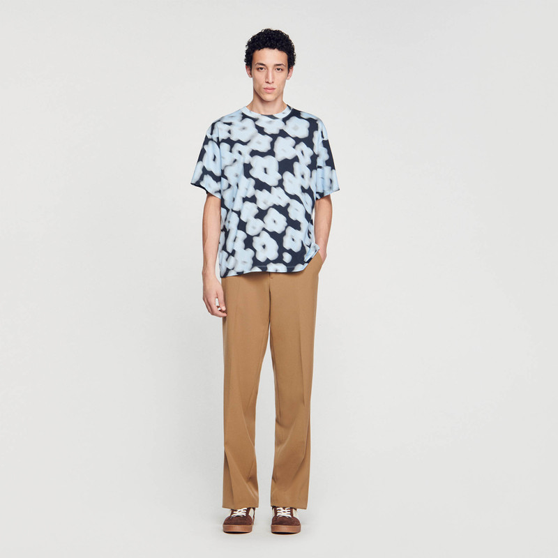 Sandro Blurry floral cotton T-shirt outlook