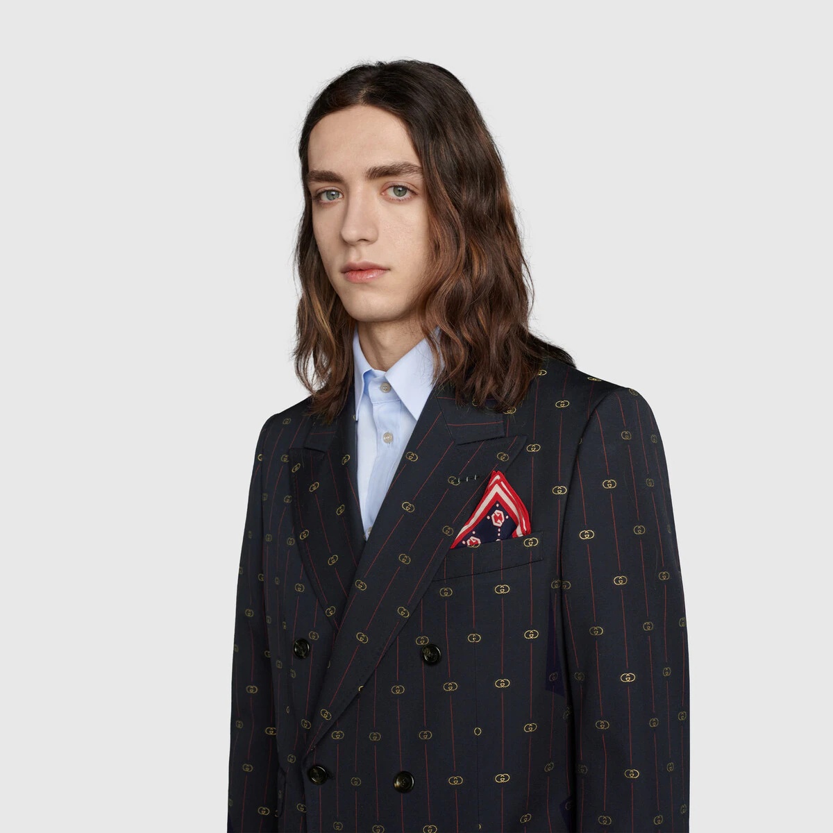 GG hexagon print silk pocket square - 3